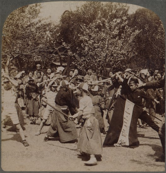 'Warlike spirit of youthful Japanese Schoolboys in Ueno Park, Tokyo, Japan', 1904. Artist: Unknown.