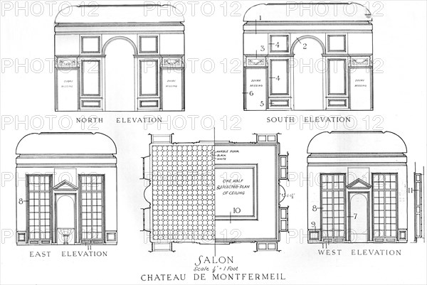 Details of the salons, Chateau de Montfermeil, Paris, 1924. Artist: Unknown.