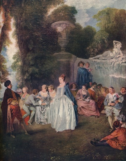 'A Fete Champetre', (Pastoral Gathering), 18th century, (1910). Artist: Jean-Antoine Watteau.