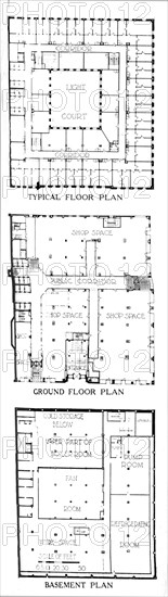 Floor plans, the SW Straus & Co Building, Chicago, Illinois, 1924. Artist: Unknown.