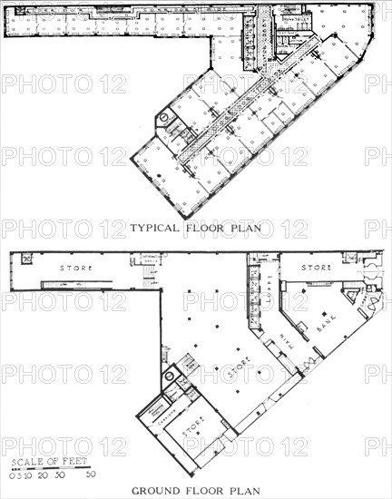 Floor plans, the Genesee Building, Buffalo, New York, 1924. Artist: Unknown.