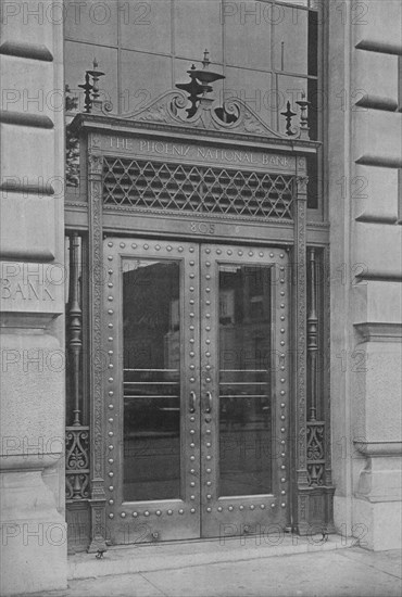 Detail of side entrance door, Phoenix National Bank, 1924. Artist: Unknown.