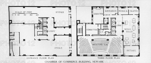 Floor plans, Chamber of Commerce Building, Newark, New Jersey, 1924. Artist: Unknown.