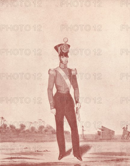 'Officers of the Madras Army (Infantry on the Line)', c1837-1843, (1909). Artist: William Hunsley.