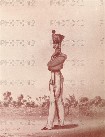 'Officers of the Madras Army (Light Infantry)', c1837-1843, (1909). Artist: William Hunsley.