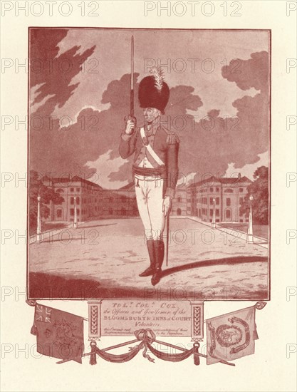 'Officers and Gentlemen of the Bloomsbury & Inns of Court Volunteers', 1780-1820, (1909). Artist: Charles Tomkins.