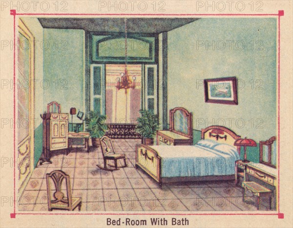 'Bed-Room With Bath - Hotel Florida - Havana - Cuba', c1910. Artist: Unknown.