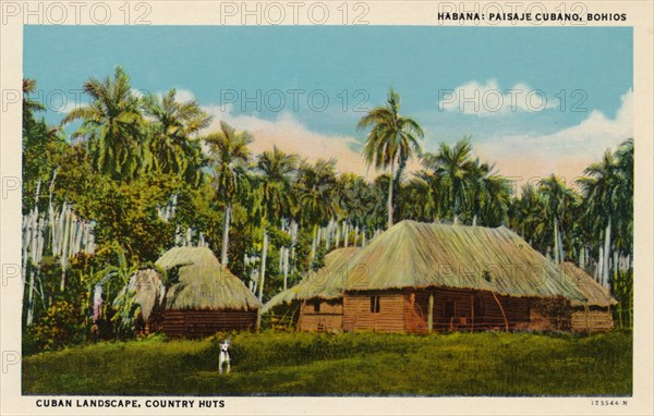 'Habana: Paisaje Cubano, Bohios. Cuban Landscape, Country Huts', c1910. Artist: Unknown.