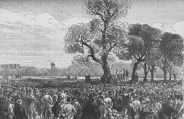 'Meeting at the Reformers' Tree, Hyde Park', c1890. Artist: CR.