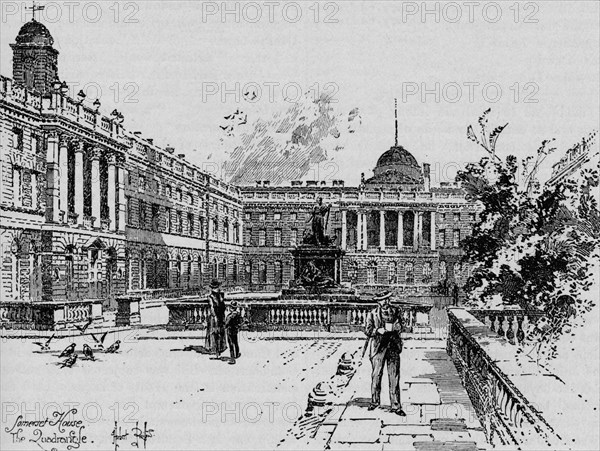 'The Quadrangle, Somerset House', c1890. Artist: Herbert Railton.