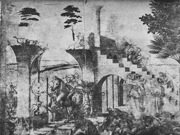 'Adoration of the Magi - Horsemen in the middle distance on the left', c1481 (1945). Artist: Leonardo da Vinci.