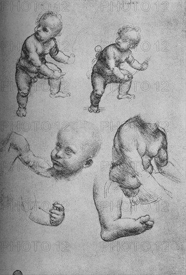 'Studies of a Child and Parts of a Child', c1480 (1945). Artist: Leonardo da Vinci.