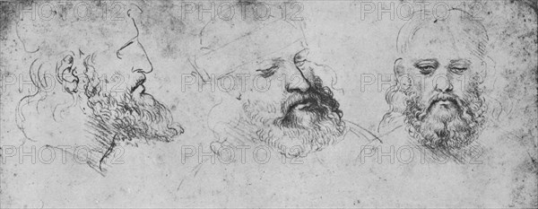 'Studies of the Head of Cesare Borgia from Three Points of View', c1480 (1945). Artist: Leonardo da Vinci.