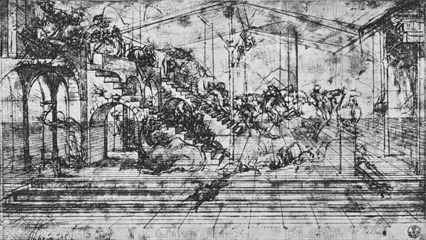 'Study of the Perspective of the Background of the Adoration of the Magi', 1481 (1945). Artist: Leonardo da Vinci.