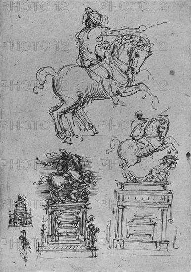 'Four Studies for an Equestrian Monument', c1480 (1945). Artist: Leonardo da Vinci.