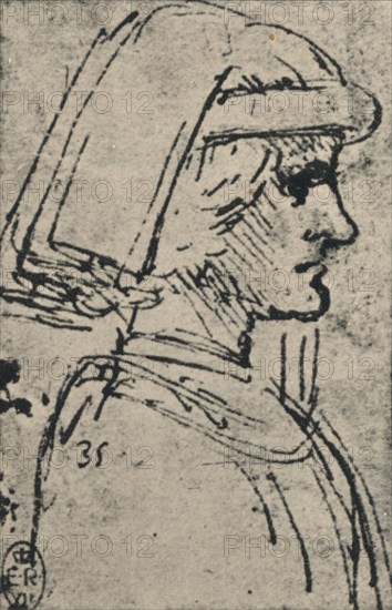 'Profile of a Young Man Wearing a Chaperon', c1480 (1945). Artist: Leonardo da Vinci.