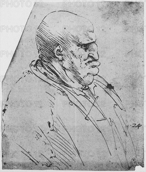 'A Grotesque Profile of a Man to the Right', c1480 (1945). Artist: Leonardo da Vinci.