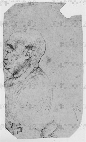 'Profile of a Bald Man to the Left', c1480 (1945). Artist: Leonardo da Vinci.