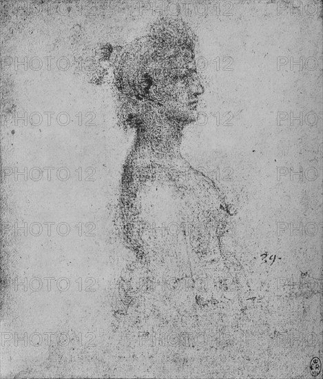 'Half-Length of a Young Woman in Profile to the Right', c1480 (1945). Artist: Leonardo da Vinci.