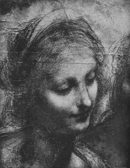 'Head of the Virgin - Virgin and Child with St. Anne and Infant St. John', c1480 (1945). Artist: Leonardo da Vinci.