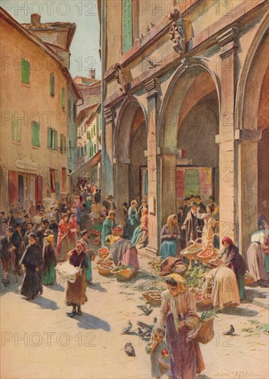 'The Market at Montepulciano', c1900 (1913). Artist: Walter Frederick Roofe Tyndale.