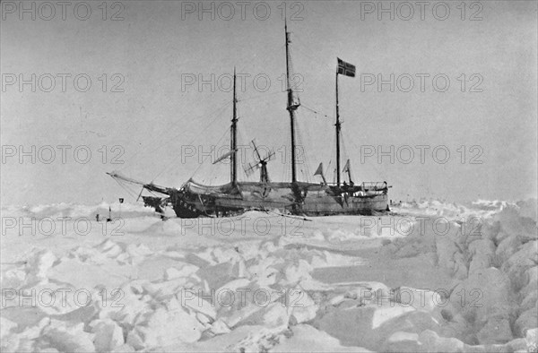 'The Fram in the Ice'. 1895, (1897). Artist: Unknown.