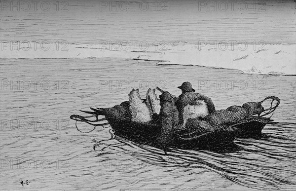 'Crossing a Crack in the Ice', c1893-1896, (1897). Artist: Unknown.