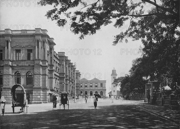 'General Post Office with Entrance to Queen's House and Clock Tower in Distance', c1890, (1910). Artist: Alfred William Amandus Plate.