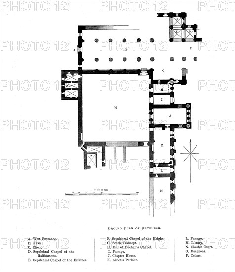 'Ground Plan of Dryburgh', 1897. Artist: Unknown.