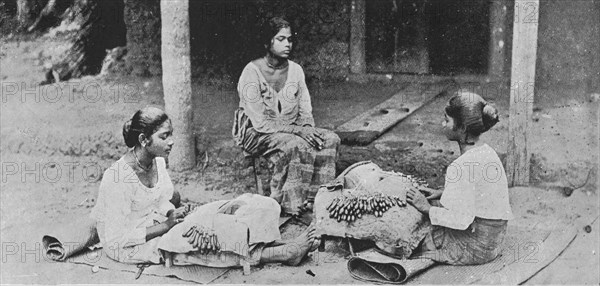 'Lace Makers. - Ceylon Lace is entirely hand made', c1890, (1910). Artist: Alfred William Amandus Plate.