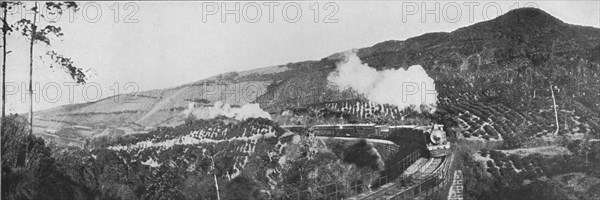 'A Scene on the Up-Country Railway. Passing a Tea Estate at Nanu Oya', c1890, (1910). Artist: Alfred William Amandus Plate.