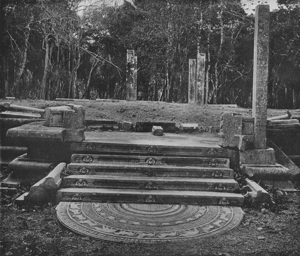 'The Ruined Cities of Anuradhapura. Moonstone and Steps', c1890, (1910). Artist: Alfred William Amandus Plate.