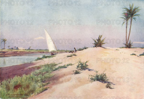 'On the Ismailia Canal, near Tel-El-Kebir', c1880, (1904). Artist: Robert George Talbot Kelly.