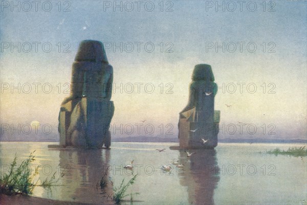 'The Colossi of Thebes - Moonrise', c1880, (1904). Artist: Robert George Talbot Kelly.