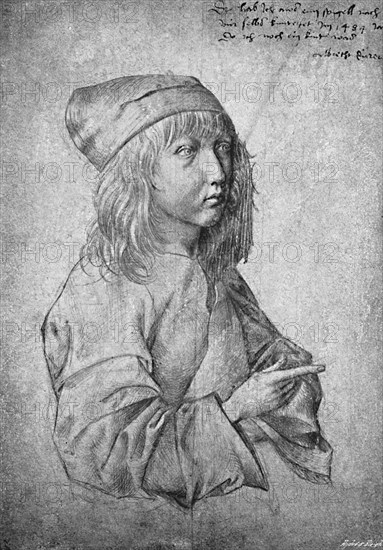 'Albrecht Durer at the age of thirteen. From a drawing by himself', 1484, (1906). Artist: Albrecht Durer.