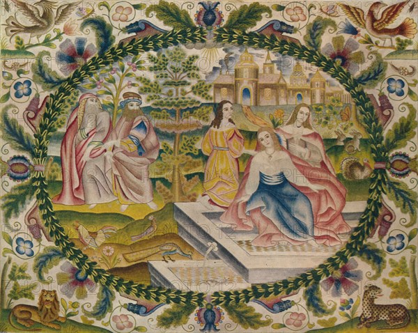 'Embroidered Picture, Mid-17th Century', (1929). Artist: Unknown.