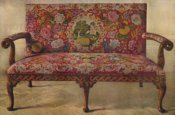 'Fruit Wood Settee with Embroidery, Early 18th Century', (1929). Artist: Unknown.