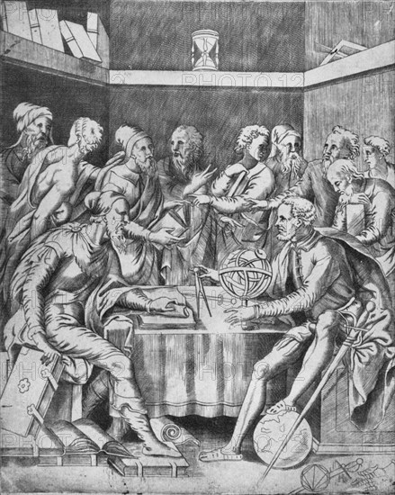 'Agrippa Instructing His Pupils Mathematically', 1553, (1936). Artist: Unknown.