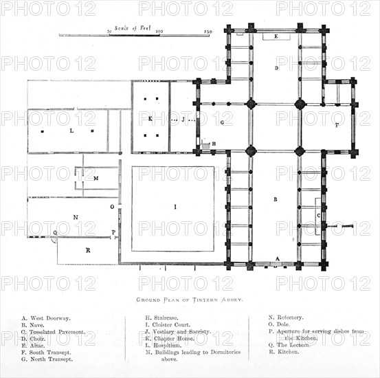'Ground Plan of Tintern Abbey', 1897. Artist: Unknown.