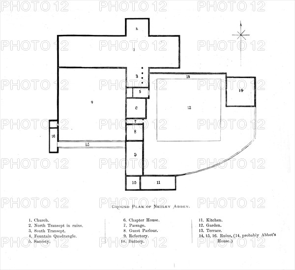 'Ground Plan of Netley Abbey', 1897. Artist: Alexander Francis Lydon.