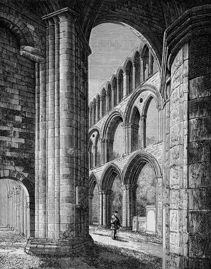 'Nave, from South Aisle', Jedburgh Abbey, c1880, (1897). Artist: Alexander Francis Lydon.