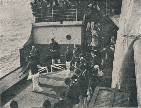 'Bringing the Body on Deck', c1900, (1910). Artist: Unknown.