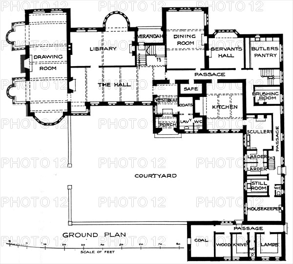 'Plan of Maesycrugiau Manor, c1900, (1905). Artist: Arnold Mitchell.