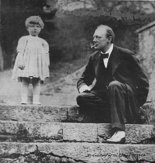 Winston Churchill with his daughter Mary at Chartwell, c1924, (1945). Artist: Unknown.