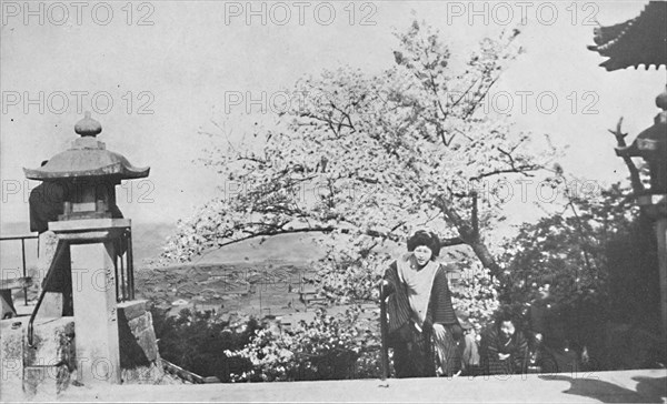 'At the top of the temple steps, above Lake Biwa', c1900, (1921). Artist: Marguerite Leonard.