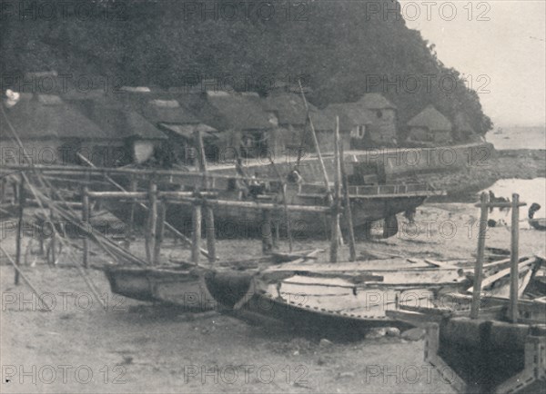 'Tai-no-ura - Tiny houses on a margin of sand with fishing boats', c1900, (1921). Artist: Julian Leonard Street.