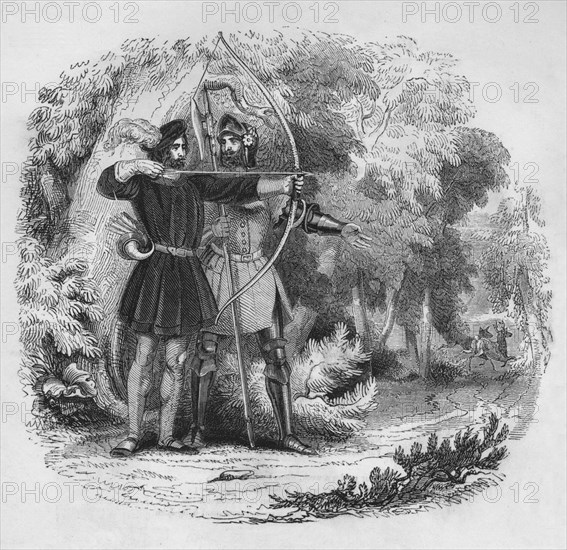 'Robin Hood and Little John', 1845. Artist: Unknown.