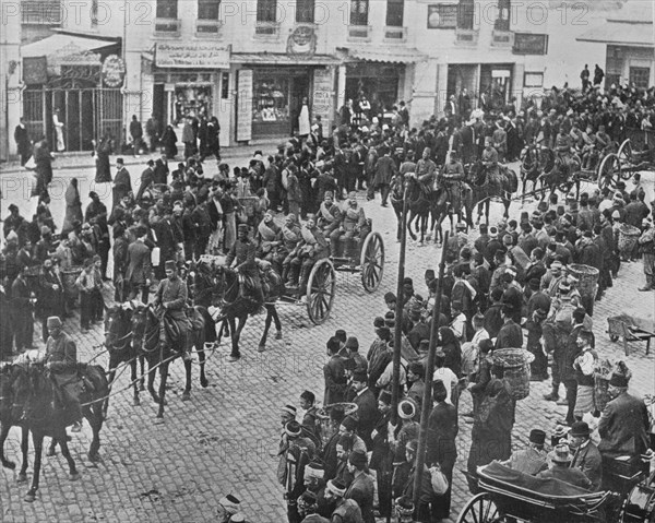 'Turkish artillery leaving Constantinople on active service', 1915. Artist: Unknown.