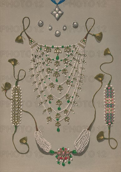 'Cross Pendant Brooches & Earrings, Suite of Indian Ornaments', 1863.  Artist: Robert Dudley.