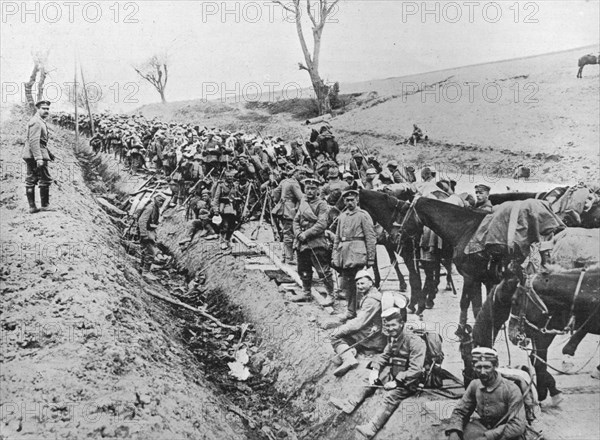 'The German advance through Galicia: A bivouac of troops by the roadside', 1915. Artist: Unknown.